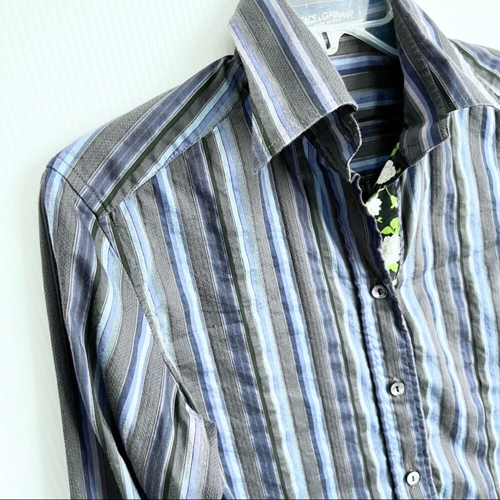 Dolce & Gabbana Y2K 2000’s Striped Floral Button Down Blouse 38 - Picture 11 of 11